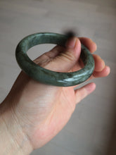 Load image into Gallery viewer, 54.9mm certified Type A 100% Natural dark green/black jadeite jade bangle N102-9772