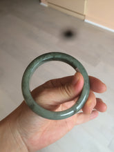 Load image into Gallery viewer, 54.9mm certified Type A 100% Natural dark green/black jadeite jade bangle N102-9772