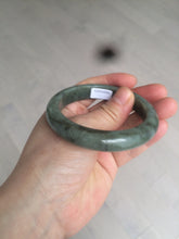 Load image into Gallery viewer, 54.9mm certified Type A 100% Natural dark green/black jadeite jade bangle N102-9772