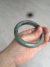 Load image into Gallery viewer, 54.9mm certified Type A 100% Natural dark green/black jadeite jade bangle N102-9772