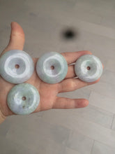 Load image into Gallery viewer, 38-43mm Type A 100% Natural green/purple Jadeite Jade Safety Guardian Button donut Pendant/worry stone/car hanger group AE27