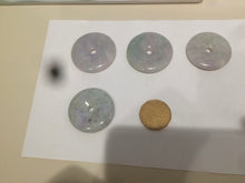 Load image into Gallery viewer, 38-43mm Type A 100% Natural green/purple Jadeite Jade Safety Guardian Button donut Pendant/worry stone/car hanger group AE27