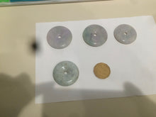 Load image into Gallery viewer, 38-43mm Type A 100% Natural green/purple Jadeite Jade Safety Guardian Button donut Pendant/worry stone/car hanger group AE27