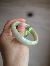 Load image into Gallery viewer, 52mm certified 100% natural Type A green/yellow oval jadeite jade bangle s39-8541