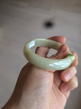 Load image into Gallery viewer, 52mm certified 100% natural Type A green/yellow oval jadeite jade bangle s39-8541