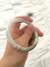 Load image into Gallery viewer, 55.8mm Certified Type A 100% Natural icy white/green round cut Jadeite Jade bangle E53-1281