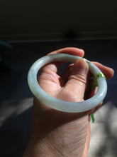Load image into Gallery viewer, 55.8mm Certified Type A 100% Natural icy white/green round cut Jadeite Jade bangle E53-1281