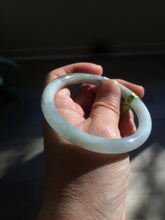 Load image into Gallery viewer, 55.8mm Certified Type A 100% Natural icy white/green round cut Jadeite Jade bangle E53-1281
