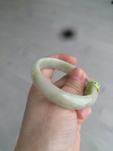 Load image into Gallery viewer, 52mm certified 100% natural Type A green/yellow oval jadeite jade bangle s39-8541