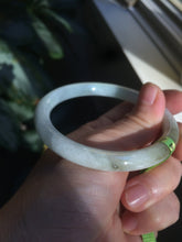 Load image into Gallery viewer, 55.8mm Certified Type A 100% Natural icy white/green round cut Jadeite Jade bangle E53-1281
