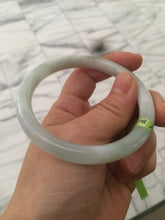 Load image into Gallery viewer, 55.8mm Certified Type A 100% Natural icy white/green round cut Jadeite Jade bangle E53-1281