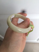 Load image into Gallery viewer, 52mm certified 100% natural Type A green/yellow oval jadeite jade bangle s39-8541