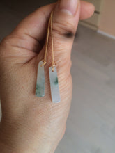 Load image into Gallery viewer, 100% Natural icy watery green Misty rain (烟雨江南) safe and sound dangling jadeite Jade earring C22