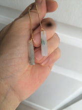 Load image into Gallery viewer, 100% Natural icy watery green Misty rain (烟雨江南) safe and sound dangling jadeite Jade earring C22