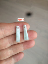 Load image into Gallery viewer, 100% Natural icy watery green Misty rain (烟雨江南) safe and sound dangling jadeite Jade earring C22