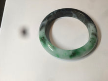 Load image into Gallery viewer, 57.5mm Certified Type A 100% Natural sunny green black Jadeite Jade bangle U98-0440