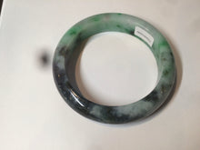 Load image into Gallery viewer, 57.5mm Certified Type A 100% Natural sunny green black Jadeite Jade bangle U98-0440