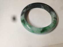 Load image into Gallery viewer, 57.5mm Certified Type A 100% Natural sunny green black Jadeite Jade bangle U98-0440