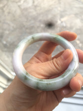 Load image into Gallery viewer, 56mm 100% natural certified sunny green/white/purple round cut jadeite jade bangle R54-4815