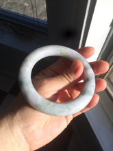 Load image into Gallery viewer, 56.3mm certified Type A 100% Natural light green/white/purple chubby round cut Jadeite Jade bangle E65