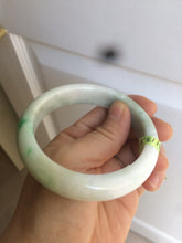 Load image into Gallery viewer, 58mm certificated Type A 100% Natural sunny green/white Jadeite Jade bangle E48-7904