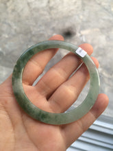 Load image into Gallery viewer, 55.5mm certified Type A 100% Natural icy green super thin Jadeite bangle R56-8420