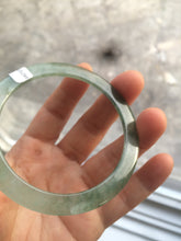 Load image into Gallery viewer, 55.5mm certified Type A 100% Natural icy green super thin Jadeite bangle R56-8420