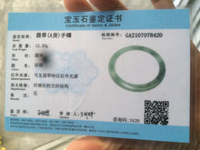 Load image into Gallery viewer, 55.5mm certified Type A 100% Natural icy green super thin Jadeite bangle R56-8420