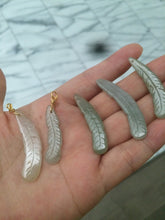 Load image into Gallery viewer, 100% Natural type A light green/white jadeite Jade feather pendant AB Add on item, not sale individually.