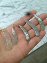 Load image into Gallery viewer, 100% Natural type A light green/white jadeite Jade feather pendant AB Add on item, not sale individually.