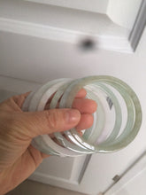 Load image into Gallery viewer, 58-60mm Type A 100% Natural icy light green/white/purple flat thin style Jadeite bangle group GL6