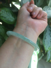 Load image into Gallery viewer, 52mm Certified Type A 100% Natural super watery green flat style Jadeite bangle L110-0036