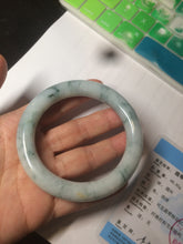 Load image into Gallery viewer, 56.5mm Certified 100% natural Type A light green/yellow with green flying flowers round cut jadeite jade bangle AS65-1634