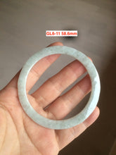 Load image into Gallery viewer, 58-60mm Type A 100% Natural icy light green/white/purple flat thin style Jadeite bangle group GL6