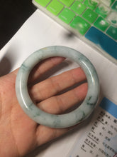 Load image into Gallery viewer, 56.5mm Certified 100% natural Type A light green/yellow with green flying flowers round cut jadeite jade bangle AS65-1634