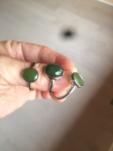 Load image into Gallery viewer, 100% Natural dark green nephrite (碧玉) Jade ring HT66 (adjustable size)