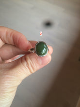 Load image into Gallery viewer, 100% Natural dark green nephrite (碧玉) Jade ring HT66 (adjustable size)