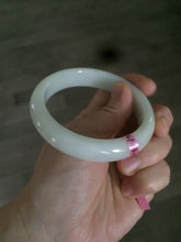 Load image into Gallery viewer, 57.2mm certified Type A 100% Natural light green/white Jadeite Jade bangle AB21-6215