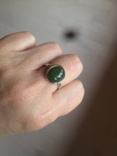 Load image into Gallery viewer, 100% Natural dark green nephrite (碧玉) Jade ring HT66 (adjustable size)