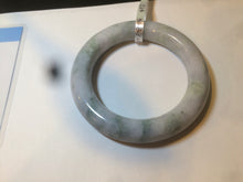 Load image into Gallery viewer, 56.3mm certified Type A 100% Natural light green/white/purple chubby round cut Jadeite Jade bangle E65