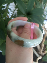 Load image into Gallery viewer, 53.6mm 100% natural Type A green/brown/purple jadeite jade bangle L62