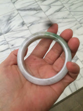 Load image into Gallery viewer, 56.5mm certified 100% natural Type A sunny green/white jadeite jade bangle A80-0458