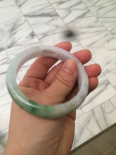 Load image into Gallery viewer, 56.5mm certified 100% natural Type A sunny green/white jadeite jade bangle A80-0458