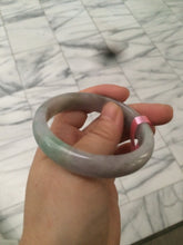 Load image into Gallery viewer, 51.5mm Certified Type A 100% Natural light green/purple/gray oval shape Jadeite Jade bangle B67-5185