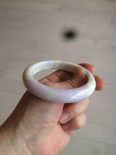 Load image into Gallery viewer, 56.6mm Certified Type A 100% Natural Sage Green/Thistle purple/cream beige Jadeite Jade bangle X107-0542