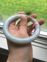 Load image into Gallery viewer, 58mm 100% natural light green/brown round cut jadeite jade bangle L64