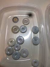 Load image into Gallery viewer, 21-25mm Type A 100% Natural light green/white Jadeite Jade Safety Guardian Button donut Pendant group AH65 (Add-on items)