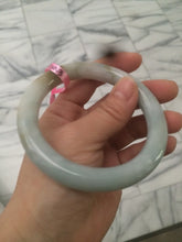 Load image into Gallery viewer, 58mm 100% natural light green/brown round cut jadeite jade bangle L64