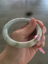 Load image into Gallery viewer, 58mm 100% natural light green/brown round cut jadeite jade bangle L64