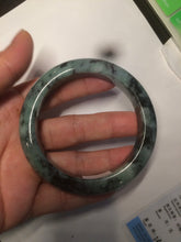 Load image into Gallery viewer, 55.5mm Certified 100% Natural type A dark green/green Jadeite Jade bangle AB68-9800